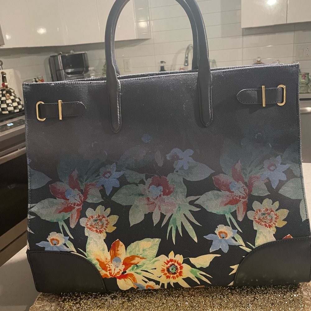 Ralph Lauren Navy and Floral Tote